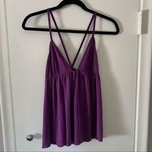 Free People purple cross strap back tank top